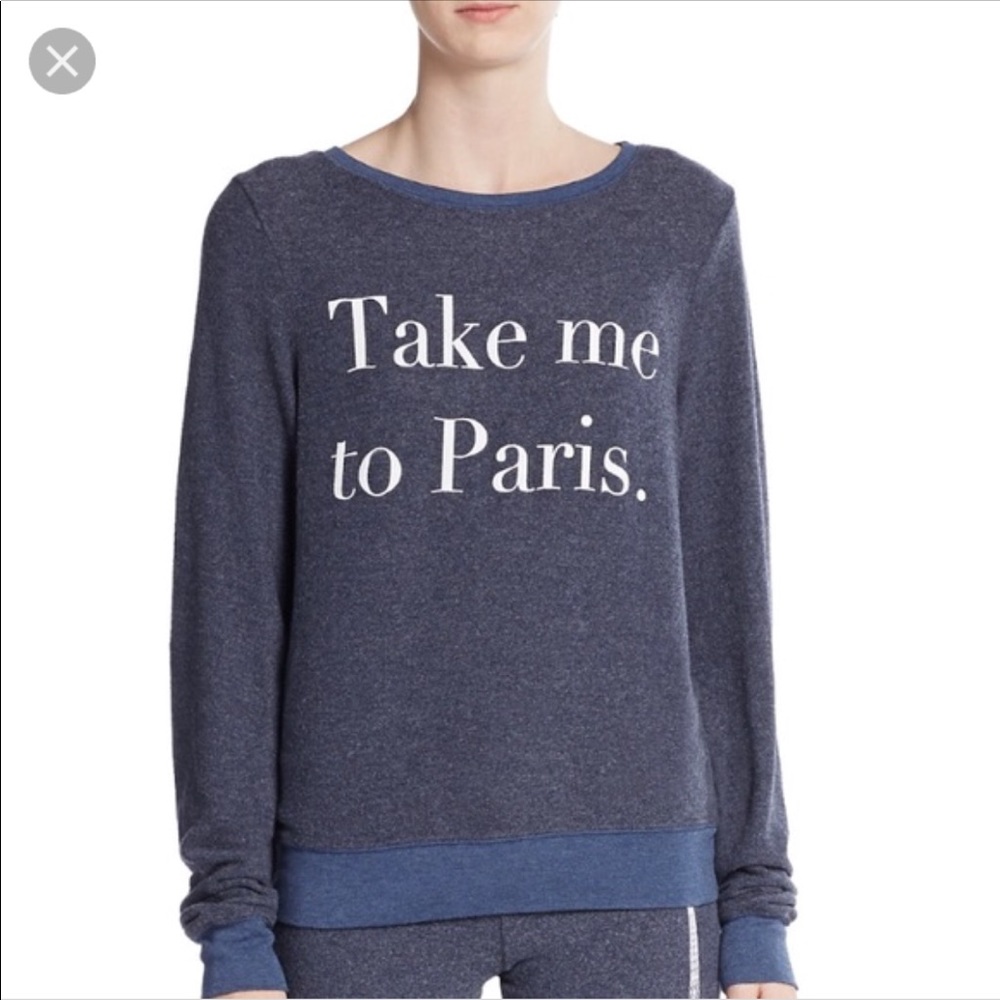 Wildfox take me to Paris blue crew neck super soft sweater